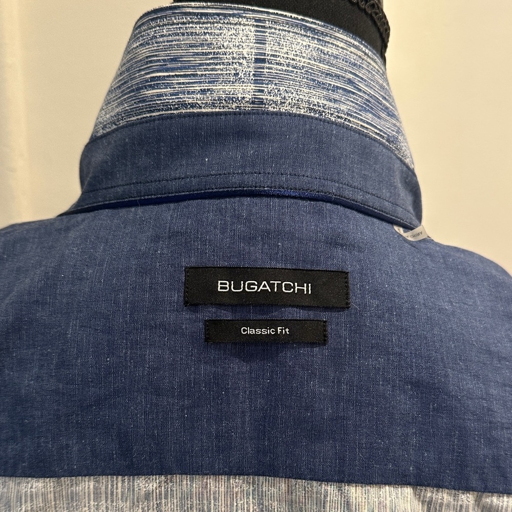 Bugatchi Navy and White Textured Shirt